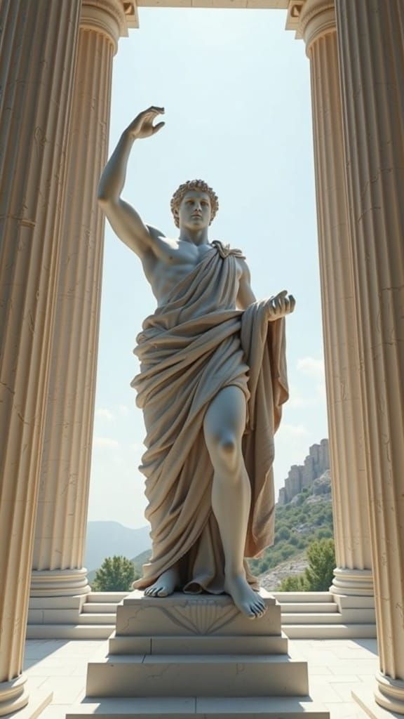 Epic Ancient Roman Statue in a Greek Temple