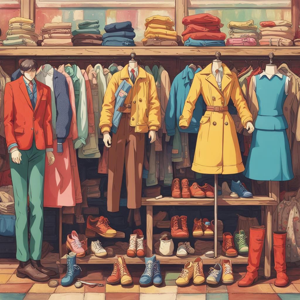 Vintage Mannequin in 80s Pop Style, Anime Art