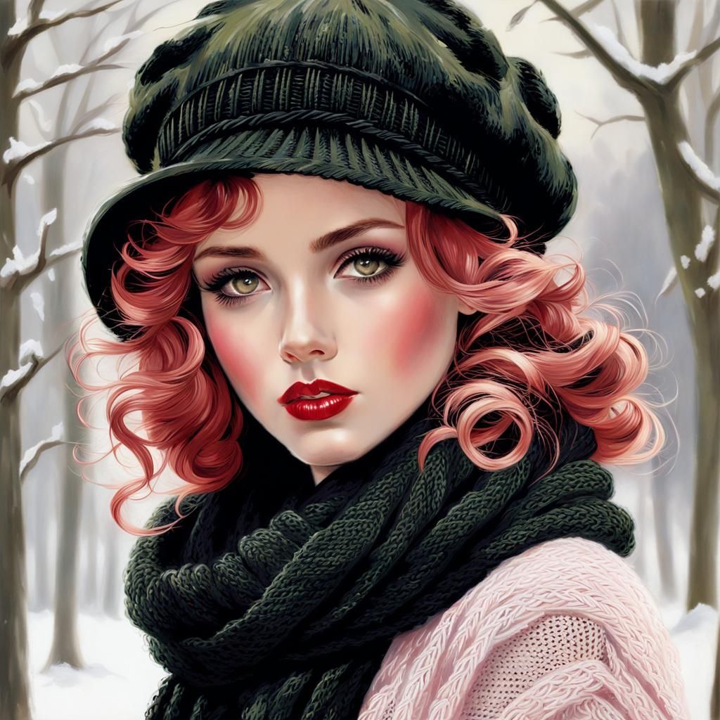 Romantic Portrait of a Woman with Red Curls