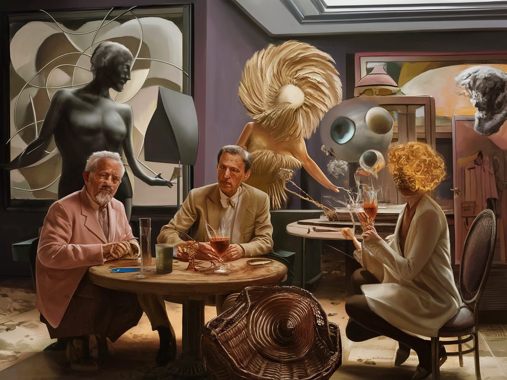 Surreal Portrait with Shadowy Background in Trompe-l'oeil St...