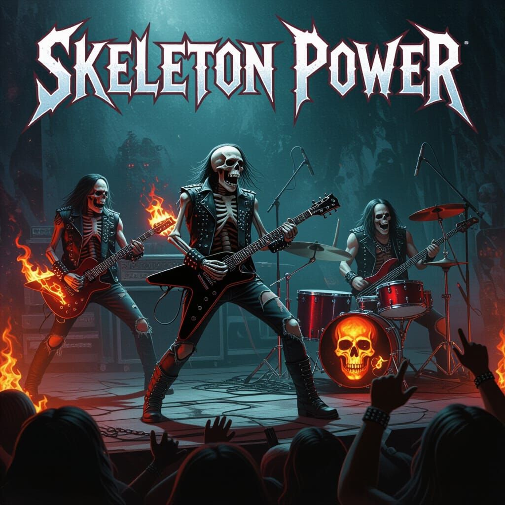 Skeleton Power Band Poster on Misty Stage
