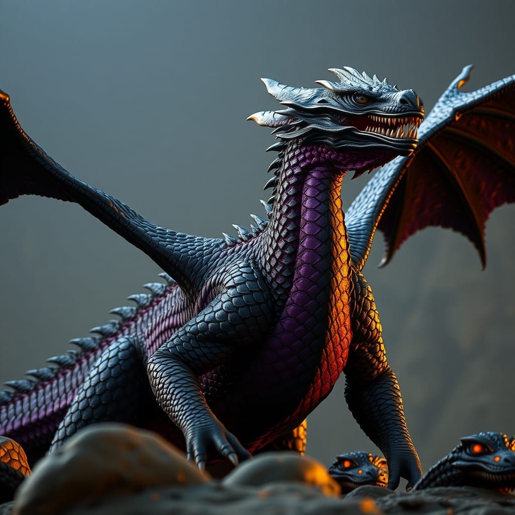 Epic Dragon with Black and Purple Scales