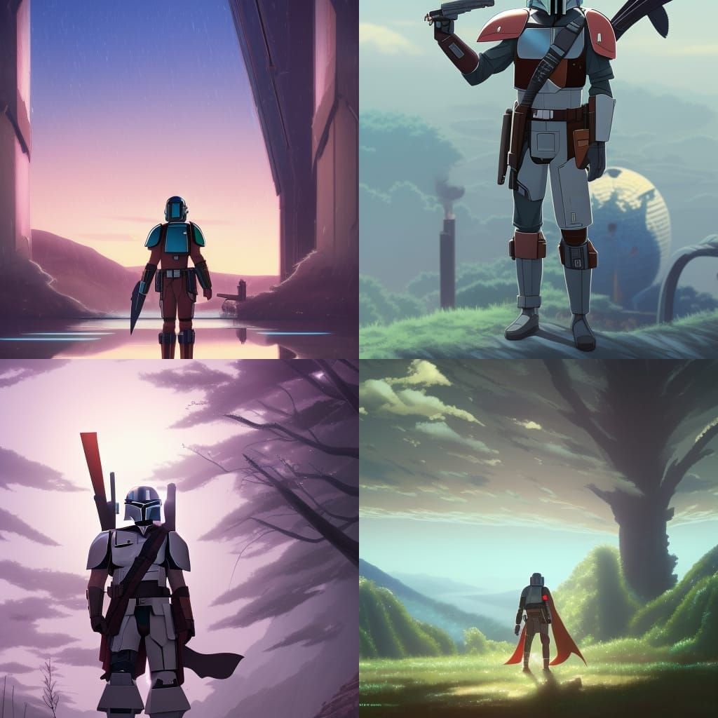 Mandalorian in Studio Ghibli Anime Style