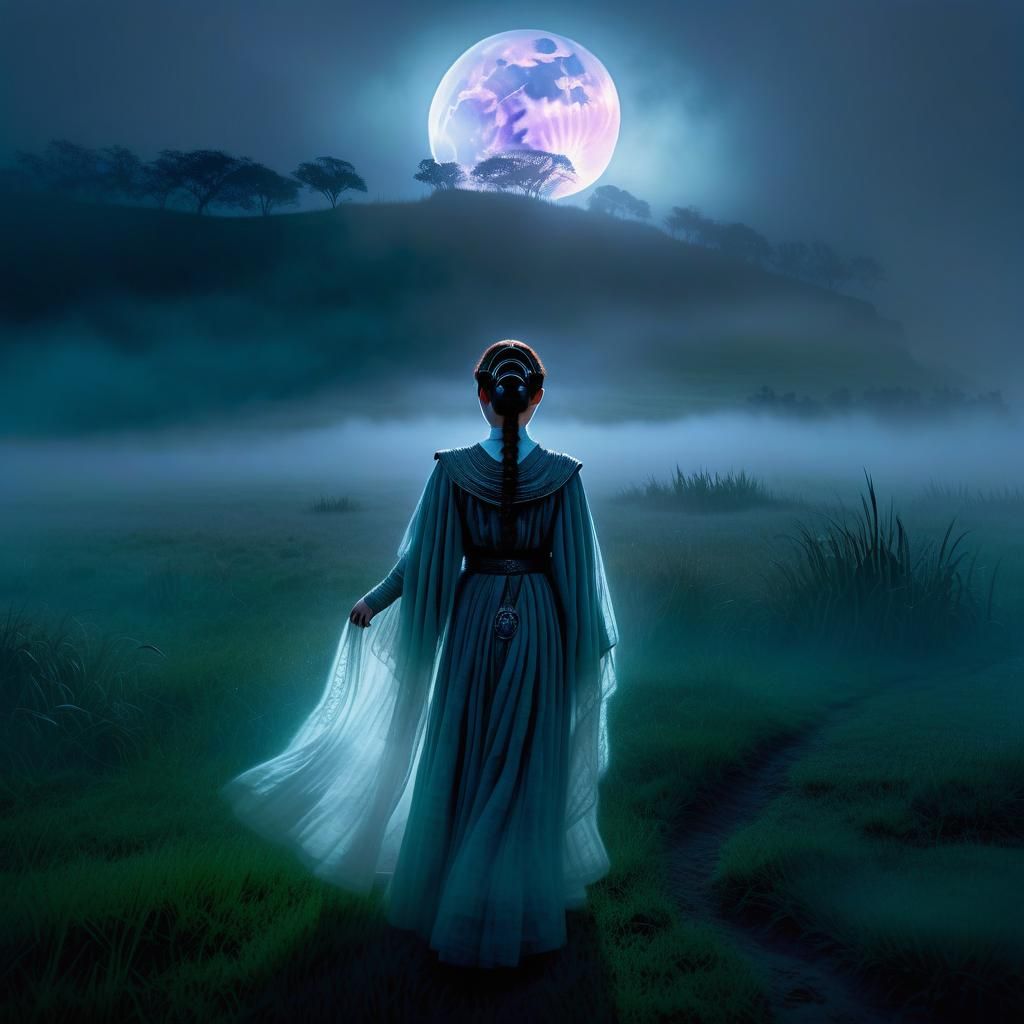Ethereal Ghost of Padmé Amidala in Misty Moonlight