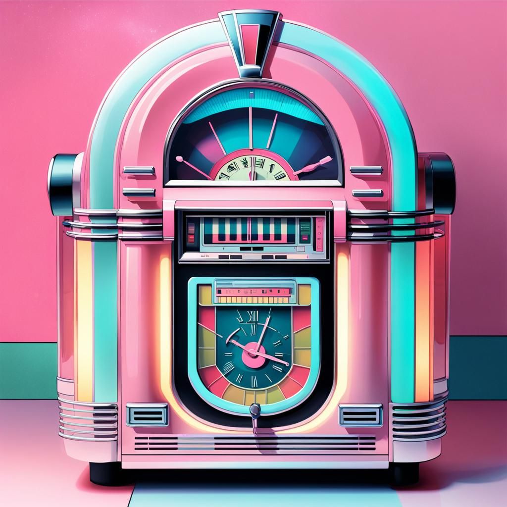 Jukebox in Retrowave Kustom Kulture Style