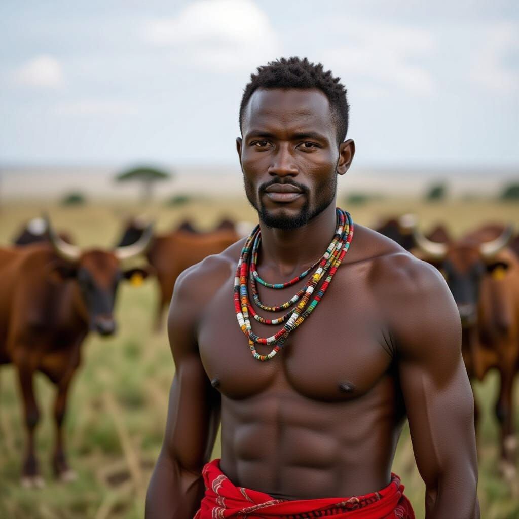 Maasai Herdsman Portrait from Kenya