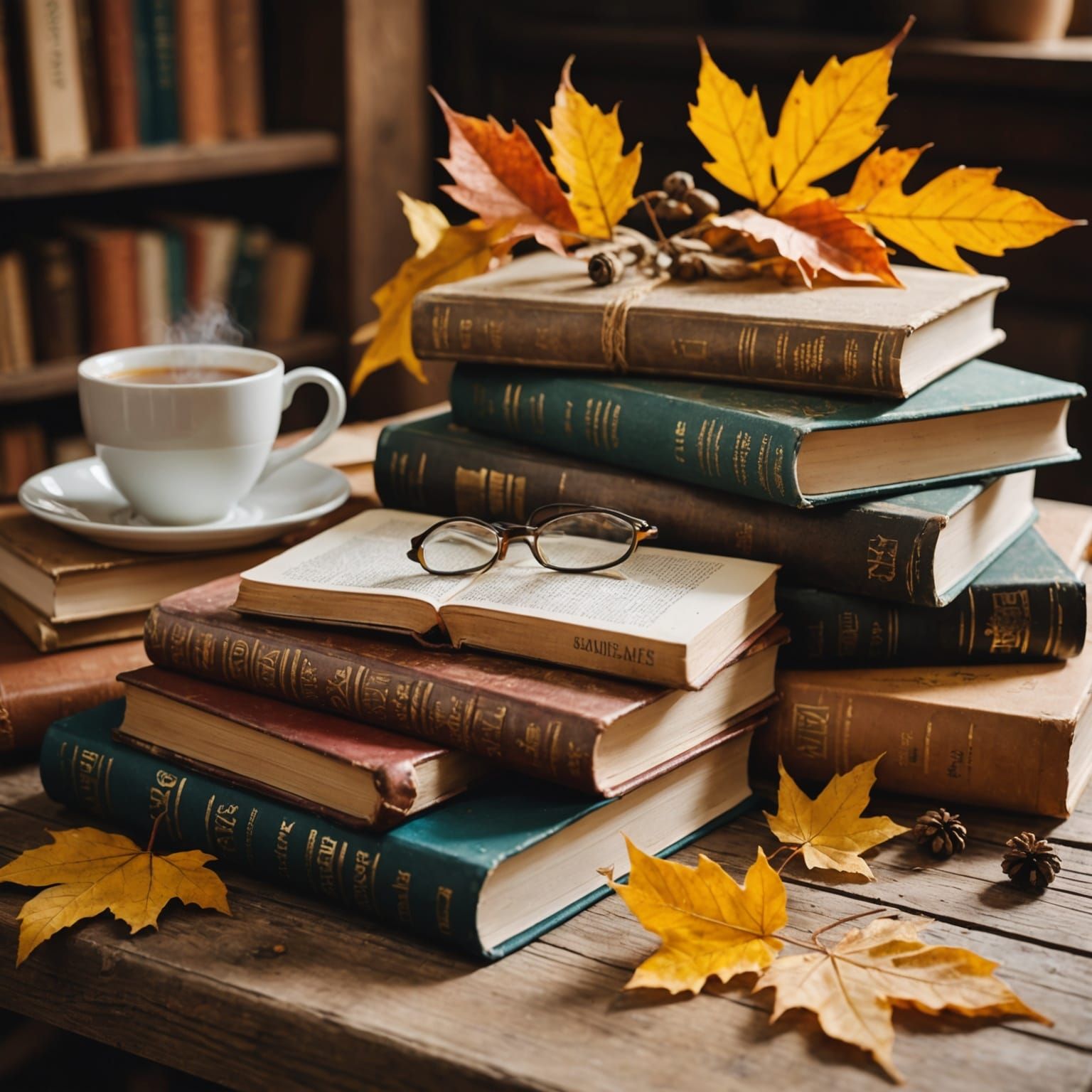 Cozy Autumn Reading Nook with Books