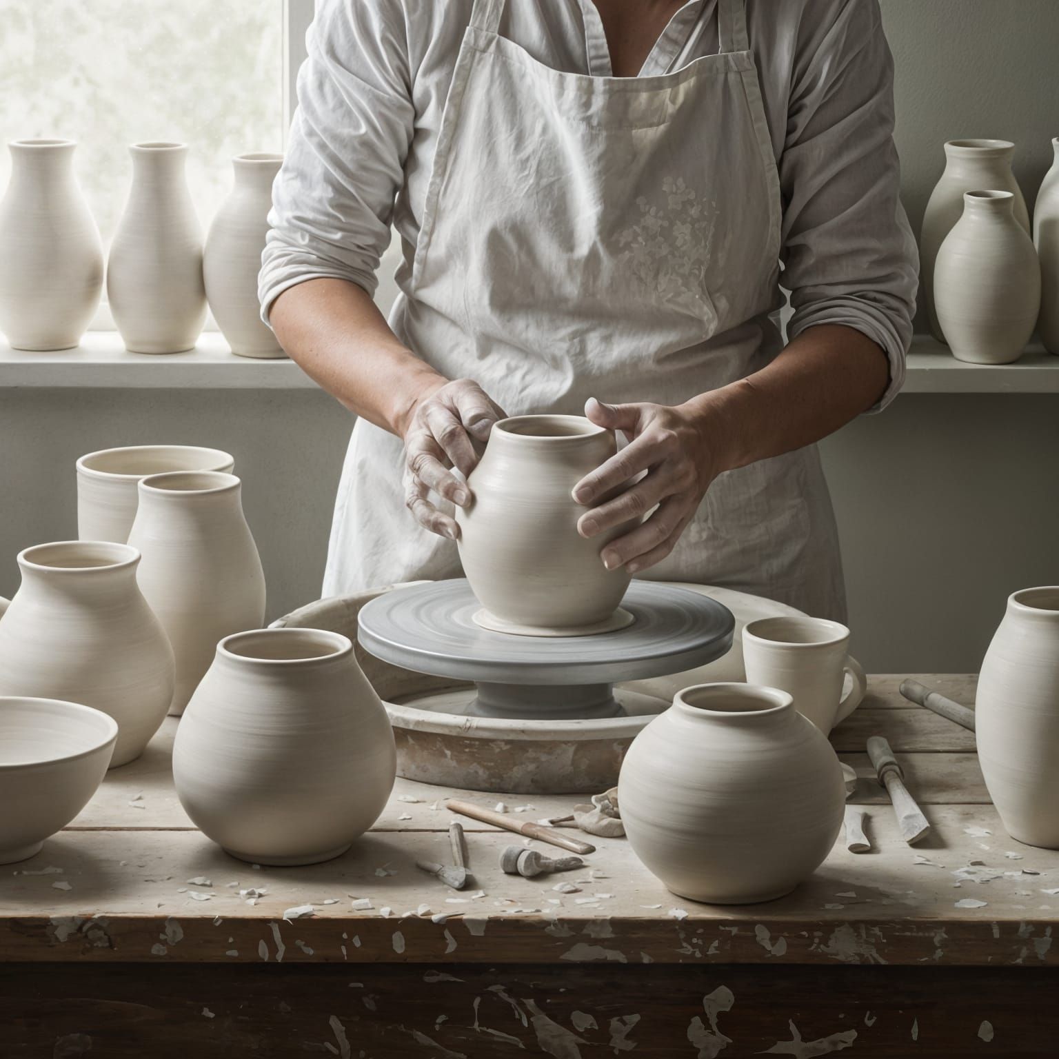 Chardin-esque Grisaille Pottery Scene