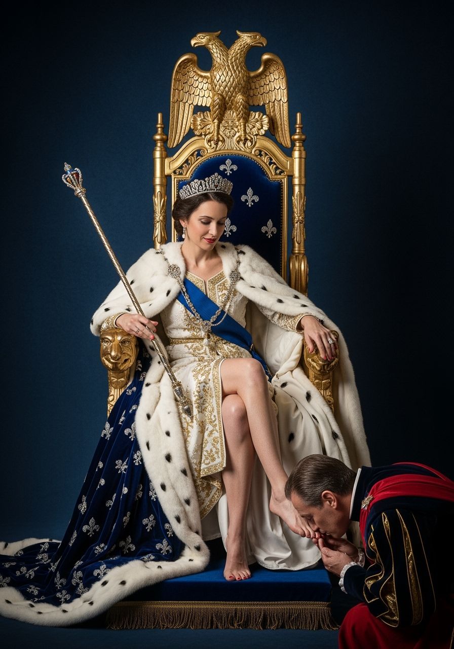 French Empress on Golden Eagle Throne, Professional Photogra...