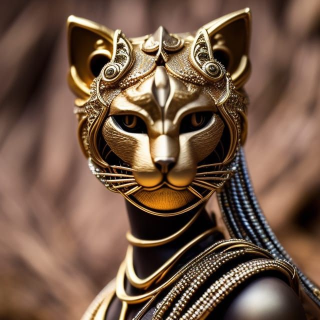 Golden Alien Lioness Goddess in Egyptian Temple