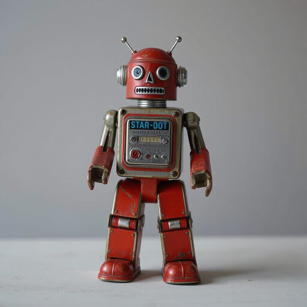 Vintage Metal Sparking Robot Toy