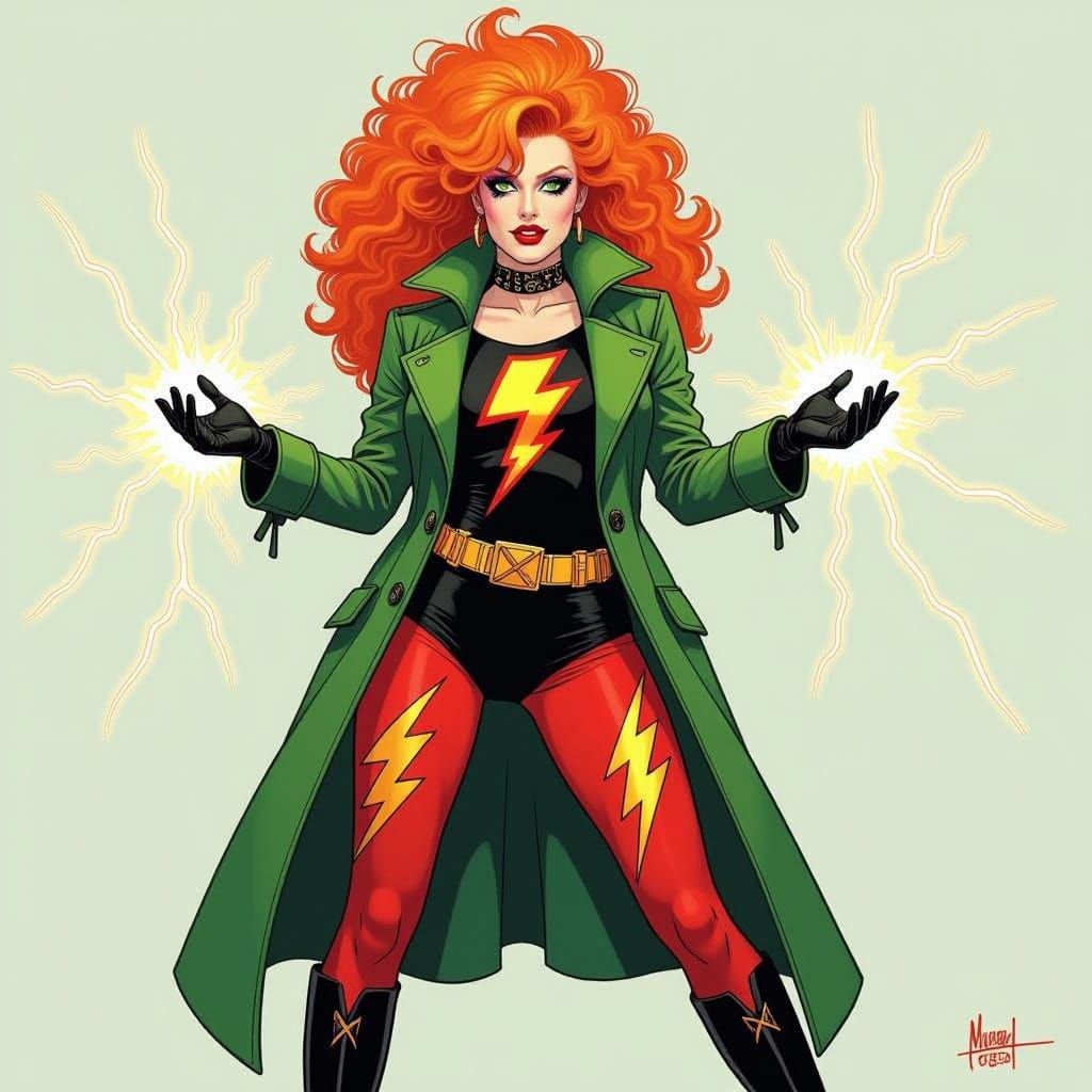 Electric Goddess in Cosmic Trench Coat