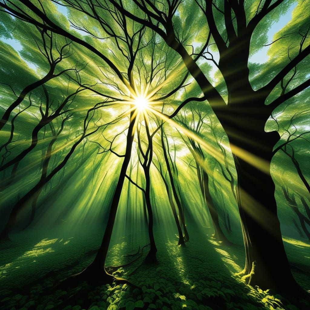 Intricately Detailed Distorted Sunlight in Nature