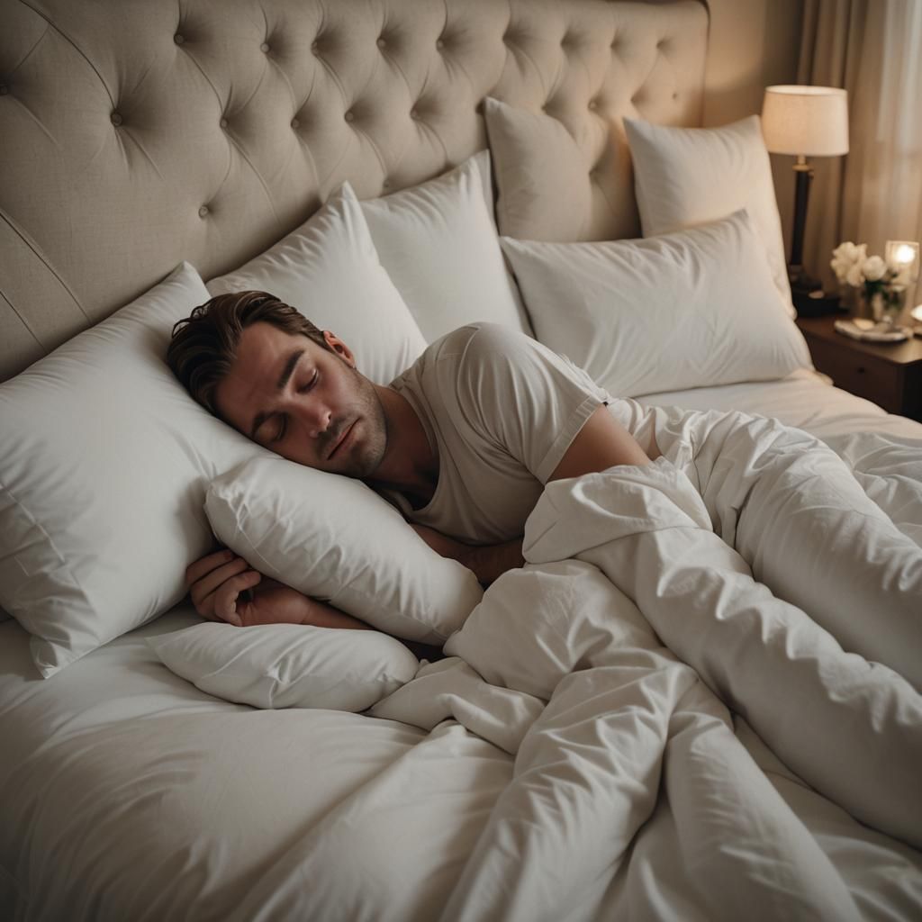 Peaceful Sleep Kissed by Light: Hyper-Realistic Film Still