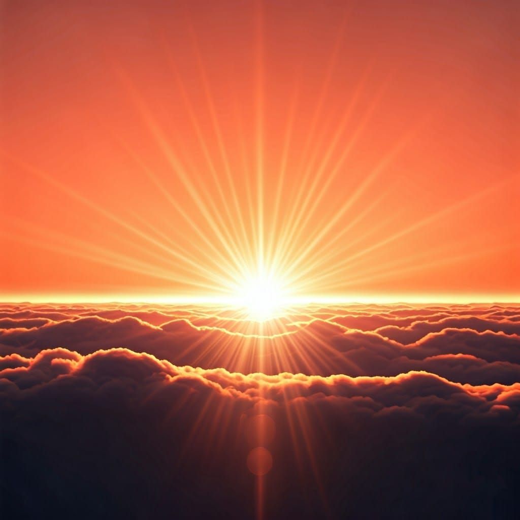 Salmon Sun Through Window: Holographic Cosmic Illustration