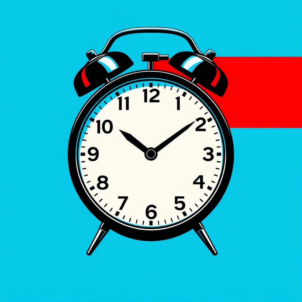 Hard line painting of an Alarm clock Precisionism, pop art K...