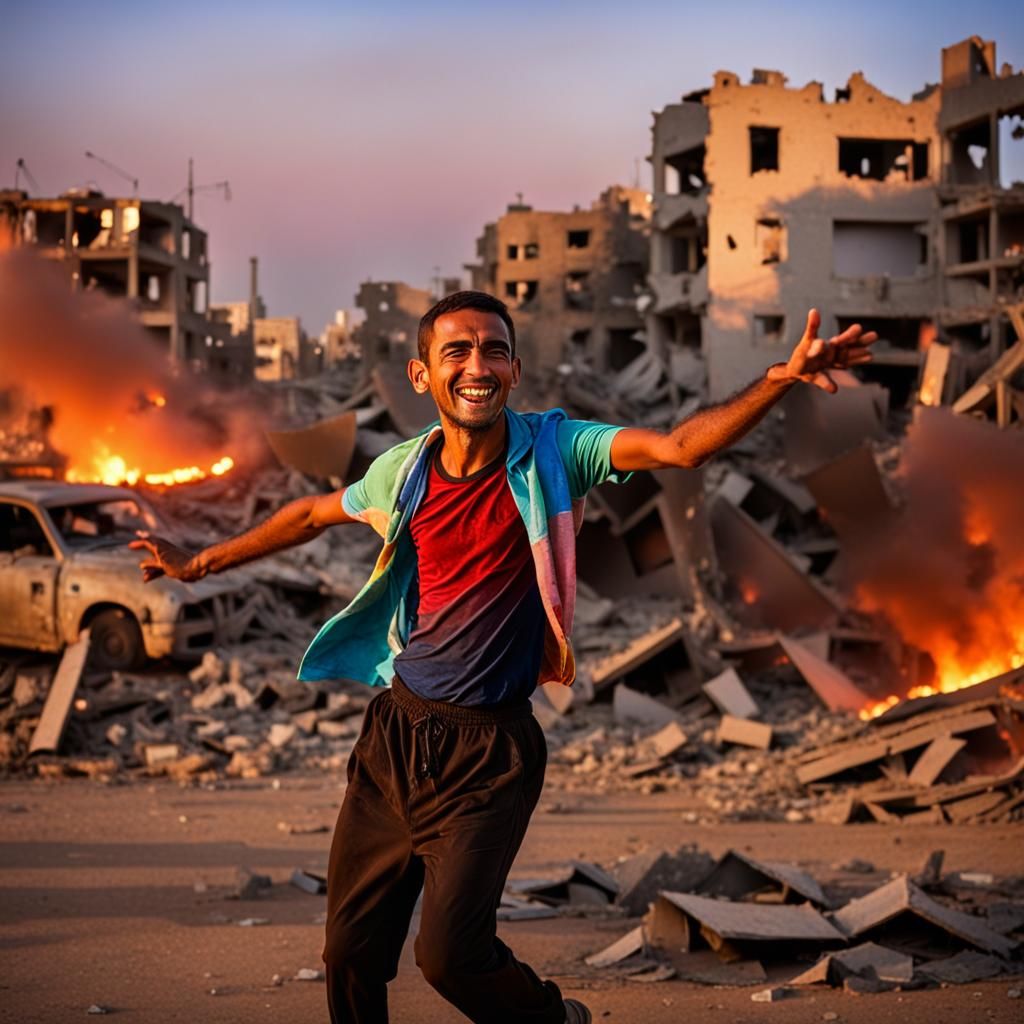 Dancing Man's Defiance at Sunset