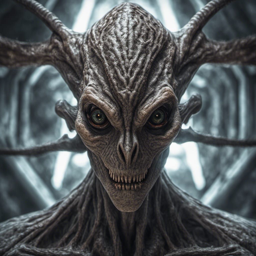 Hyperrealistic Alien Monster with Multiple Eyes