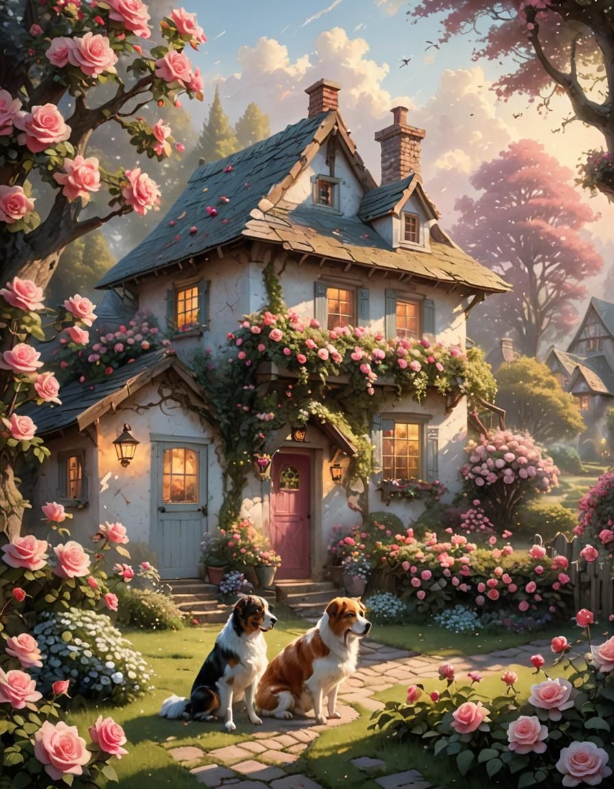 Ethereal Fantasy Cottage in Kinkade Style