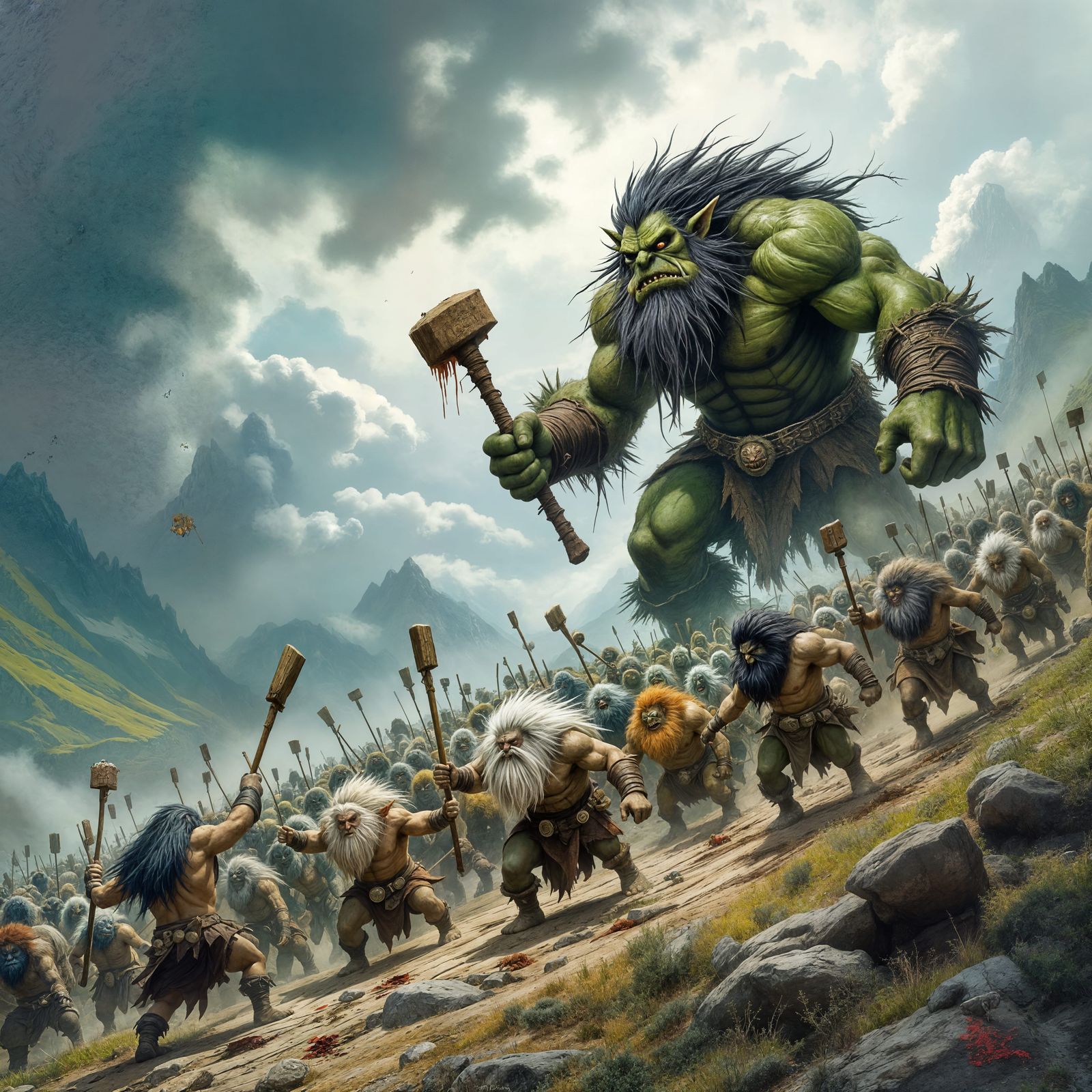 Massive Troll Army Charges Downhill With Clubs