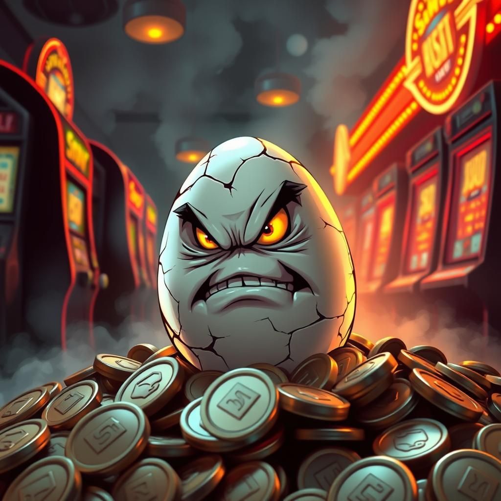 Angry Egg Emerges From Casino Coin Pile