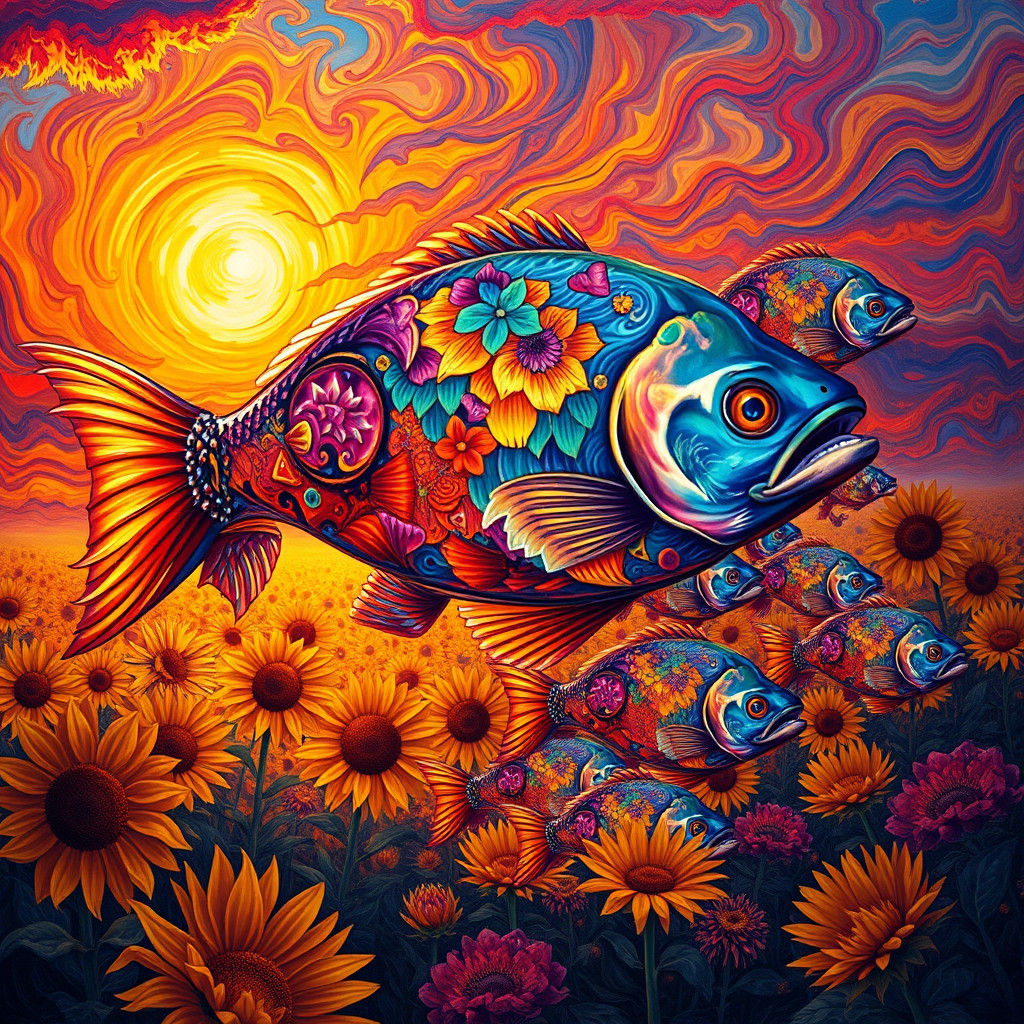 Kaleidoscopic Fish: A Fauvist Color Explosion