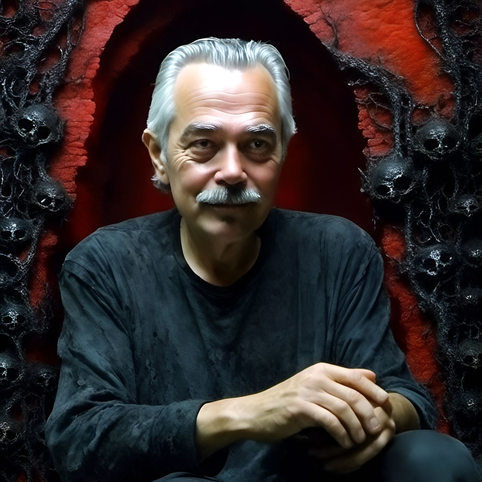 Surreal Figure in Primitive Structure, Art Nouveau Style