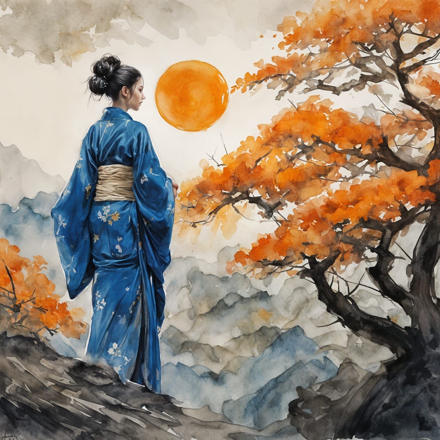 Elegant Warrior Woman in Double Exposure