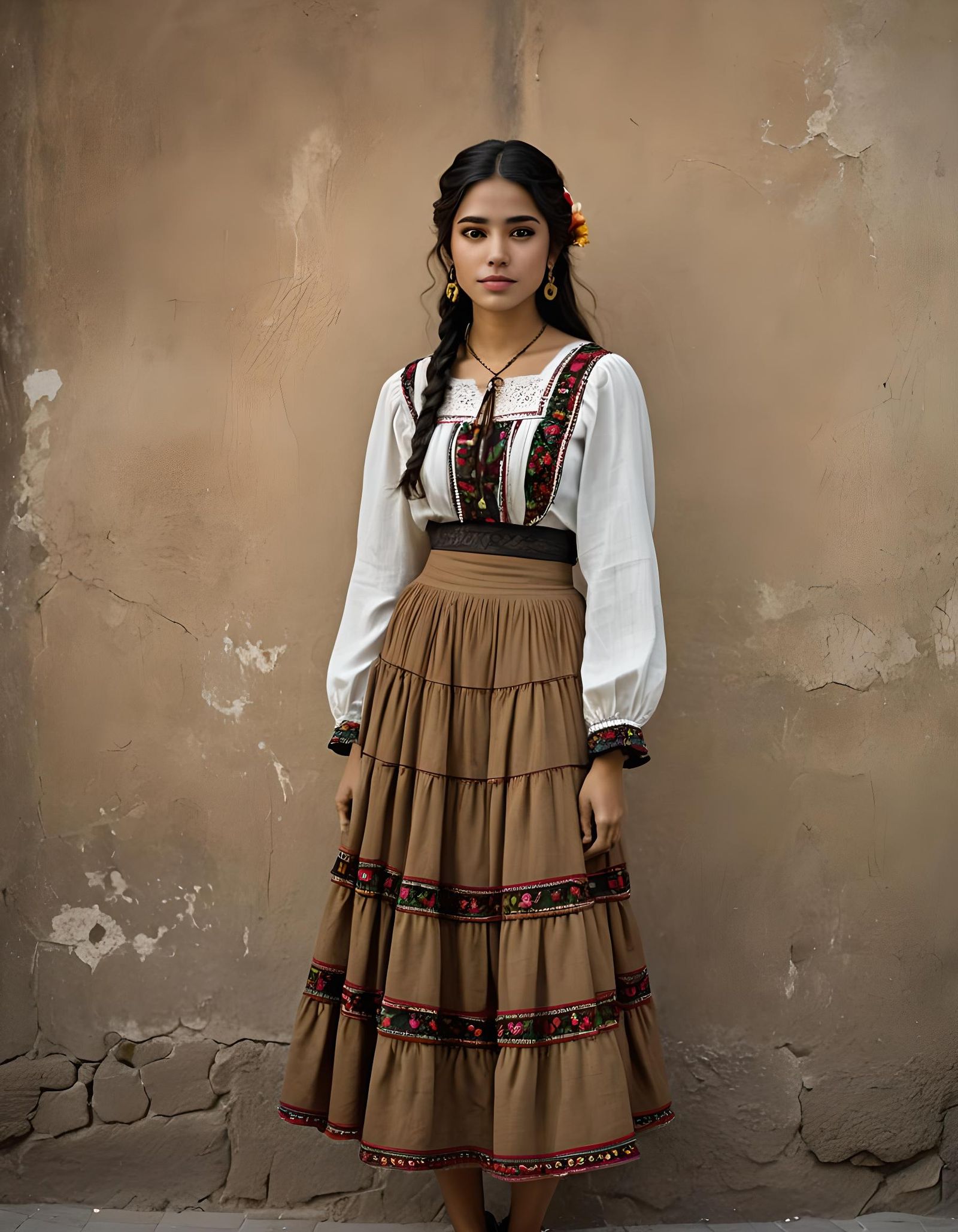 Beautiful Mexican Girl in Traditional Dress