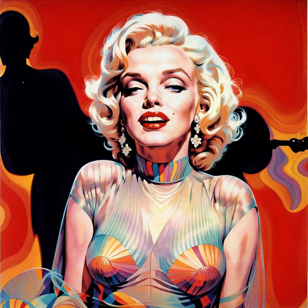 Marilyn Monroe in Psychedelic 1960s Fashion Art