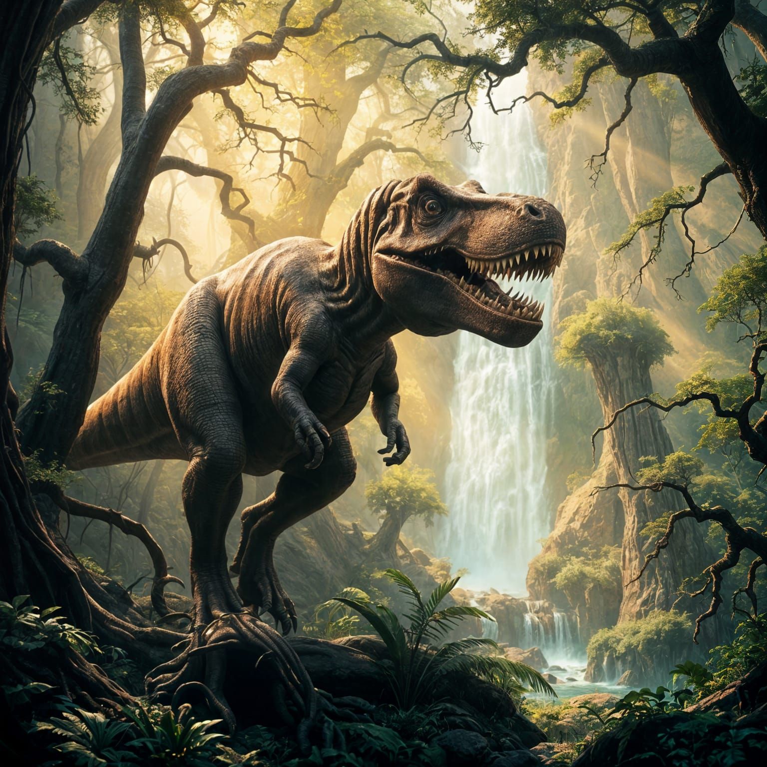 Surreal Dinosaur Cityscape in Deep Color