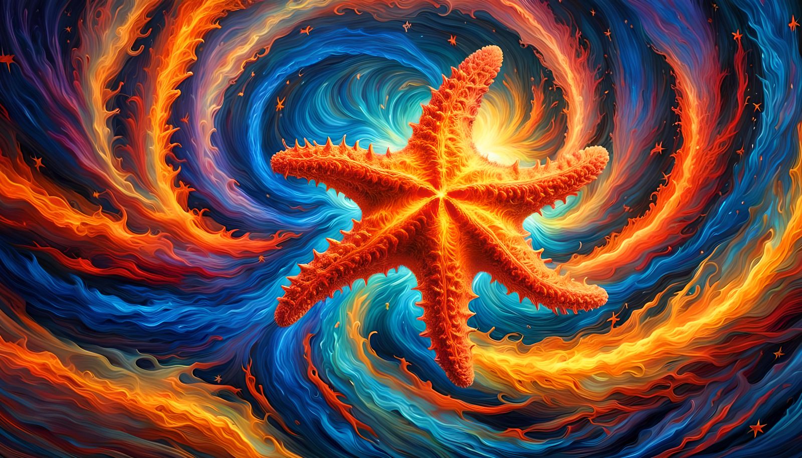 Luminous Starfish Nebula in Impasto Style