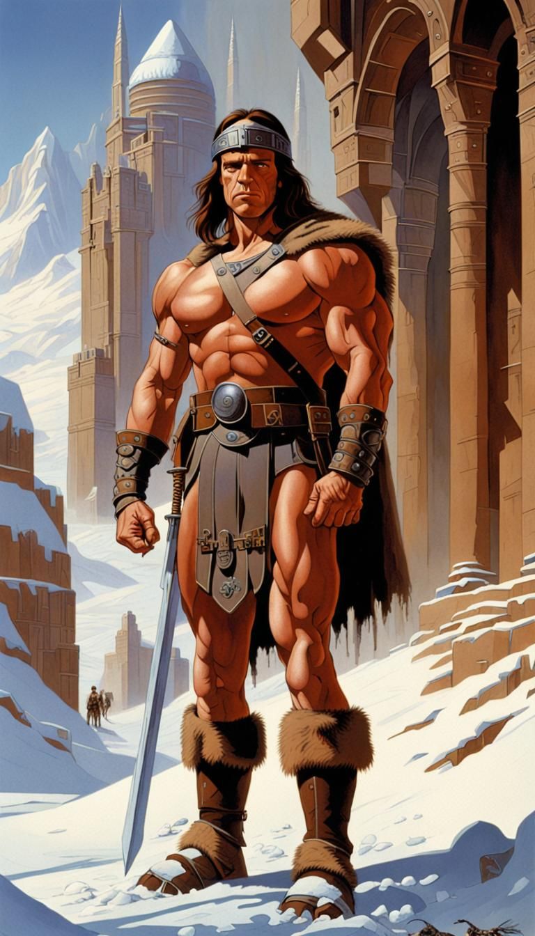 Conan the Barbarian at a mysterious old castle