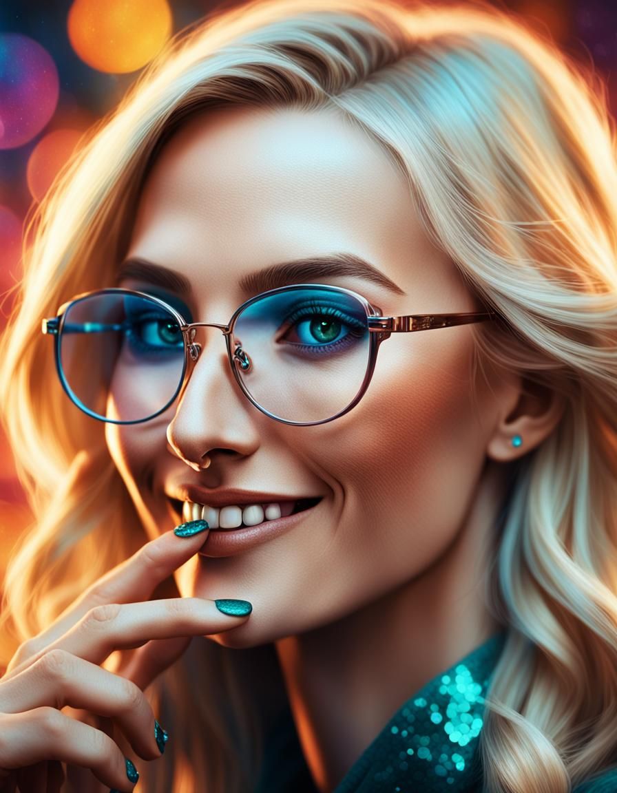 Smiling Blonde Girl Portrait in a Fantasy Art Style