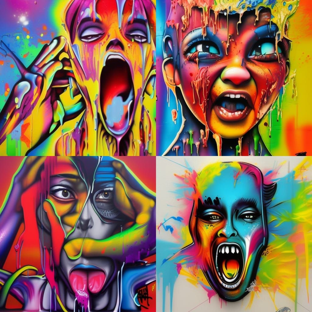 Vibrant Graffiti Art with Melting Paint Effect