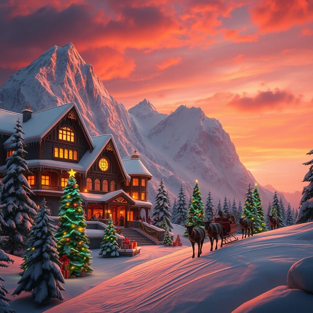 Winter Wonderland Christmas Villa amidst Majestic Snow-Cappe...