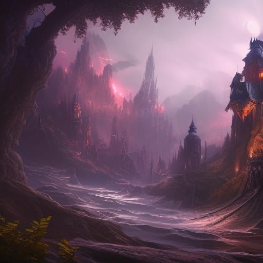 Fantastical Shadows Matte Painting in Deep Color