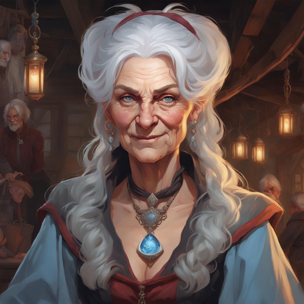 Old Witch Selling Dolls as Concept Art