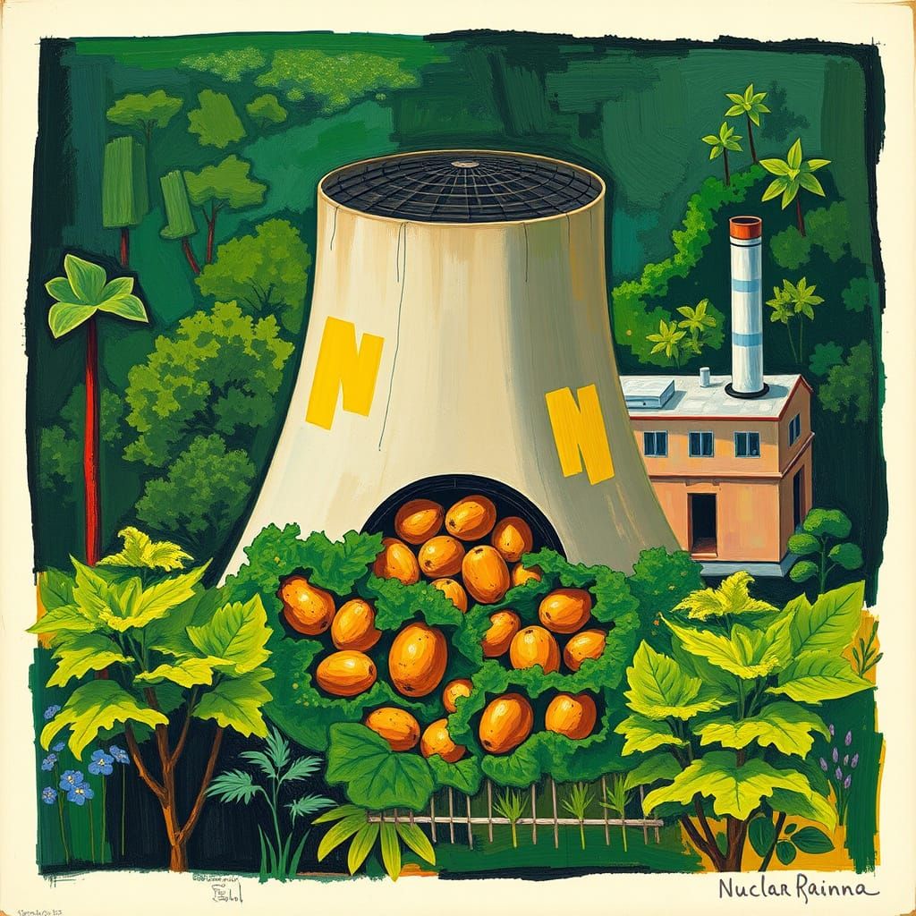 Nuclear Reactor Camouflaged Among Potatoes in Fauvist Style