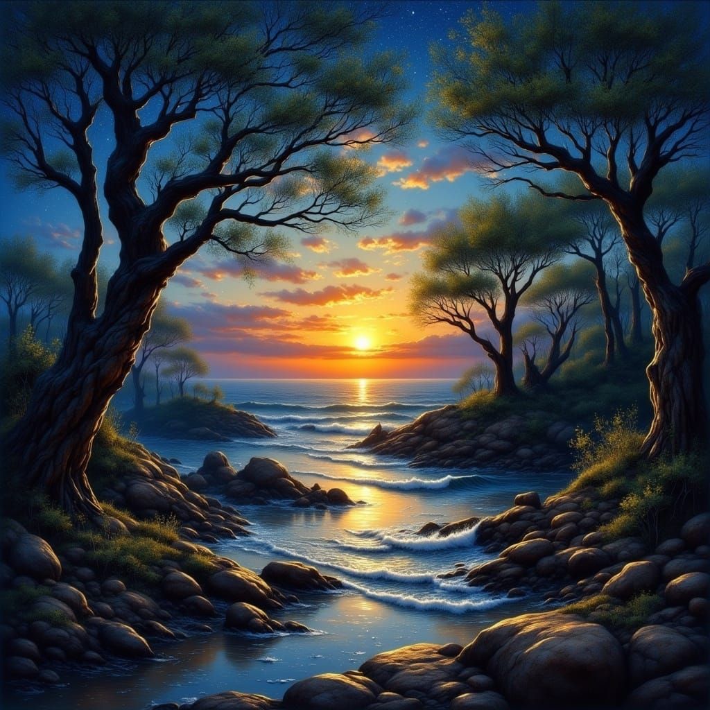 Twisted Shoreline Cathedral in Warm Sunset Light