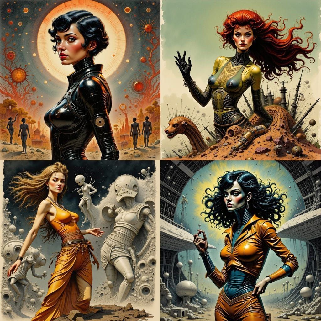 Sci-Fi Heroine Sculpture with Expressive Style