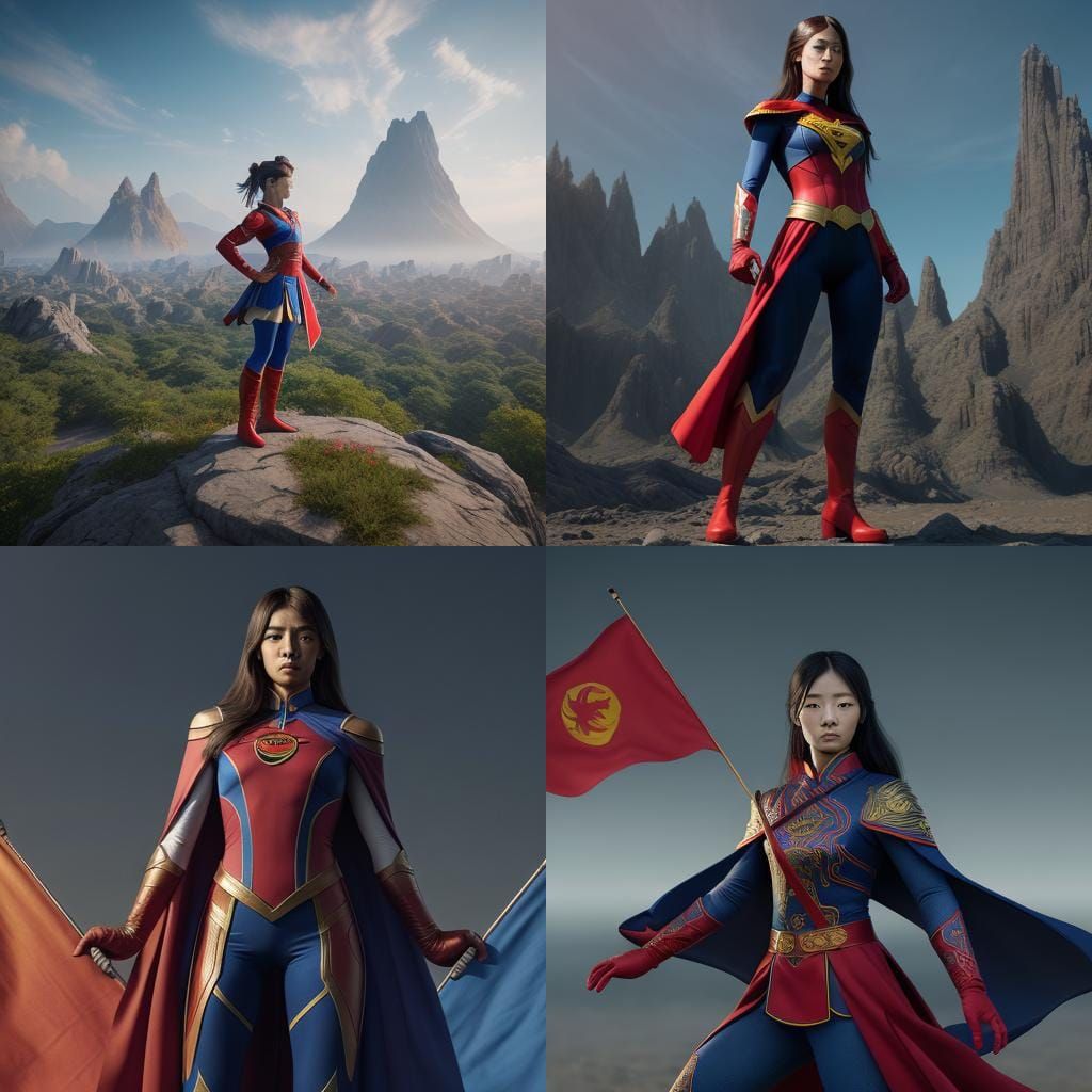 Korean President as Superhero in Detailed Matte Painting