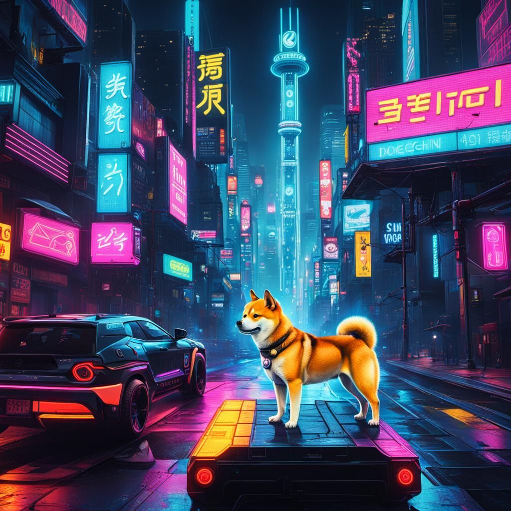 Cyberpunk Dogecoin in Neon City 2099