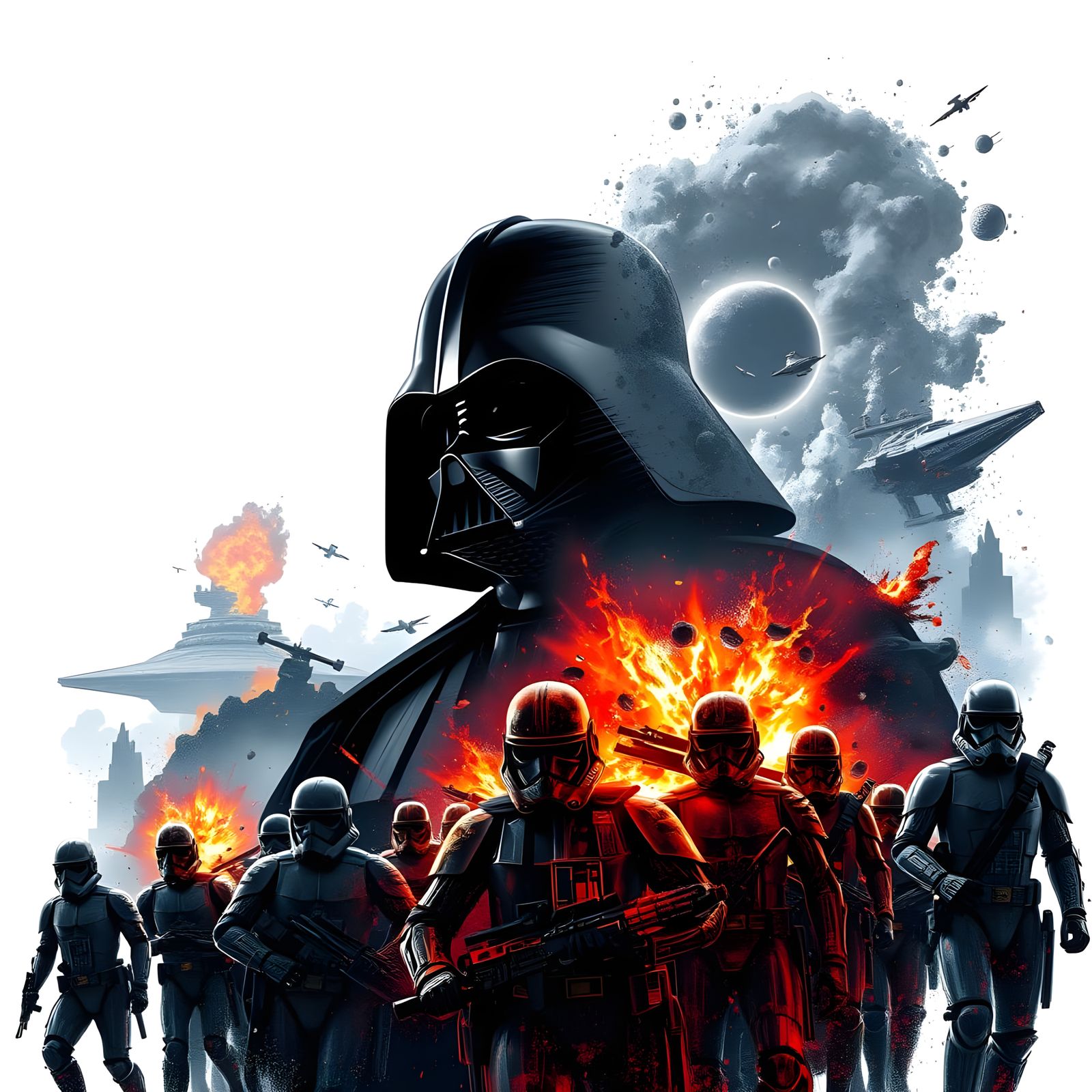 Dark, Biomechanical Darth Vader in Cyberpunk Apocalypse