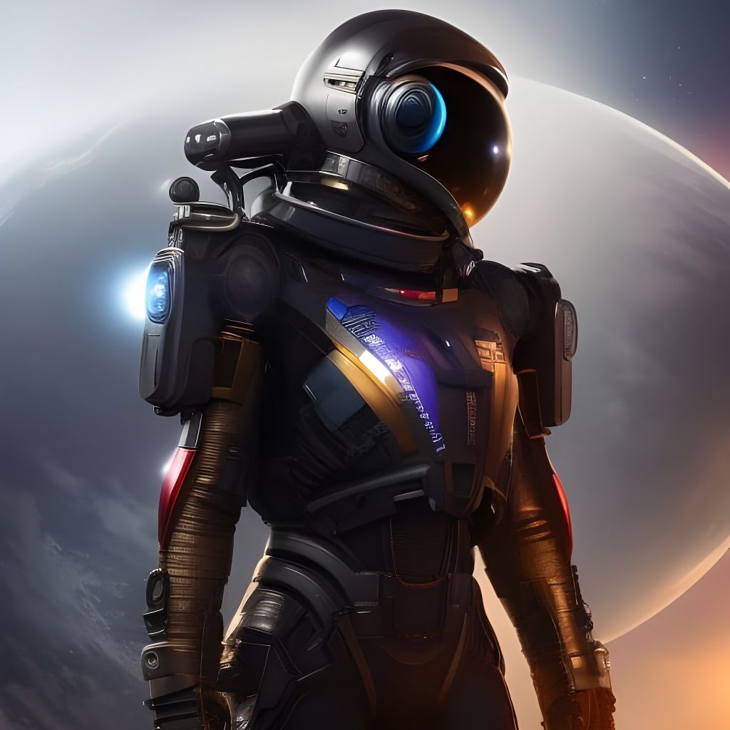 Futuristic Astronaut in Intricate Mech Suit