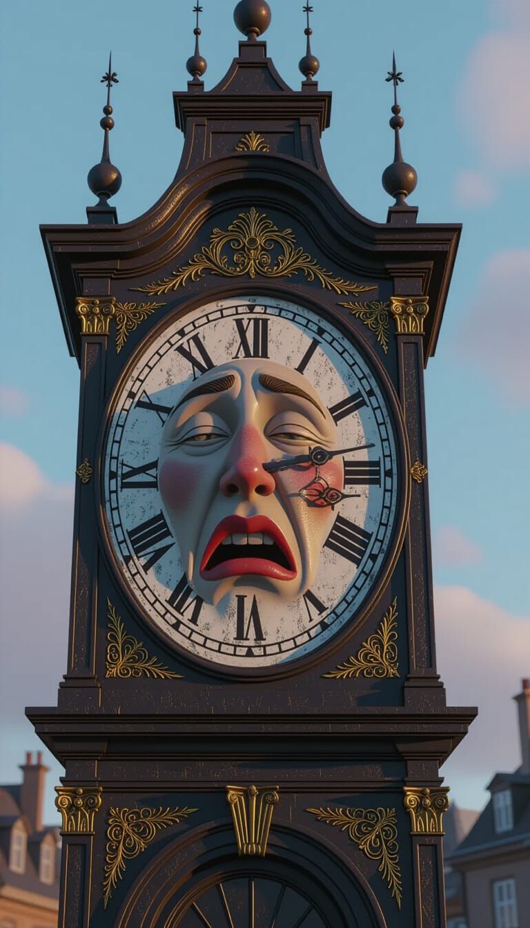 Clocktower Yawns Under Dramatic Volumetric Light