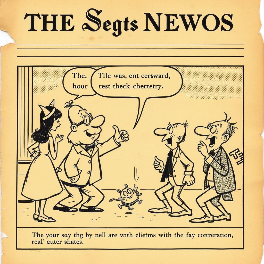 Vintage Newspaper Cartoon Art in Halftone Dot Style