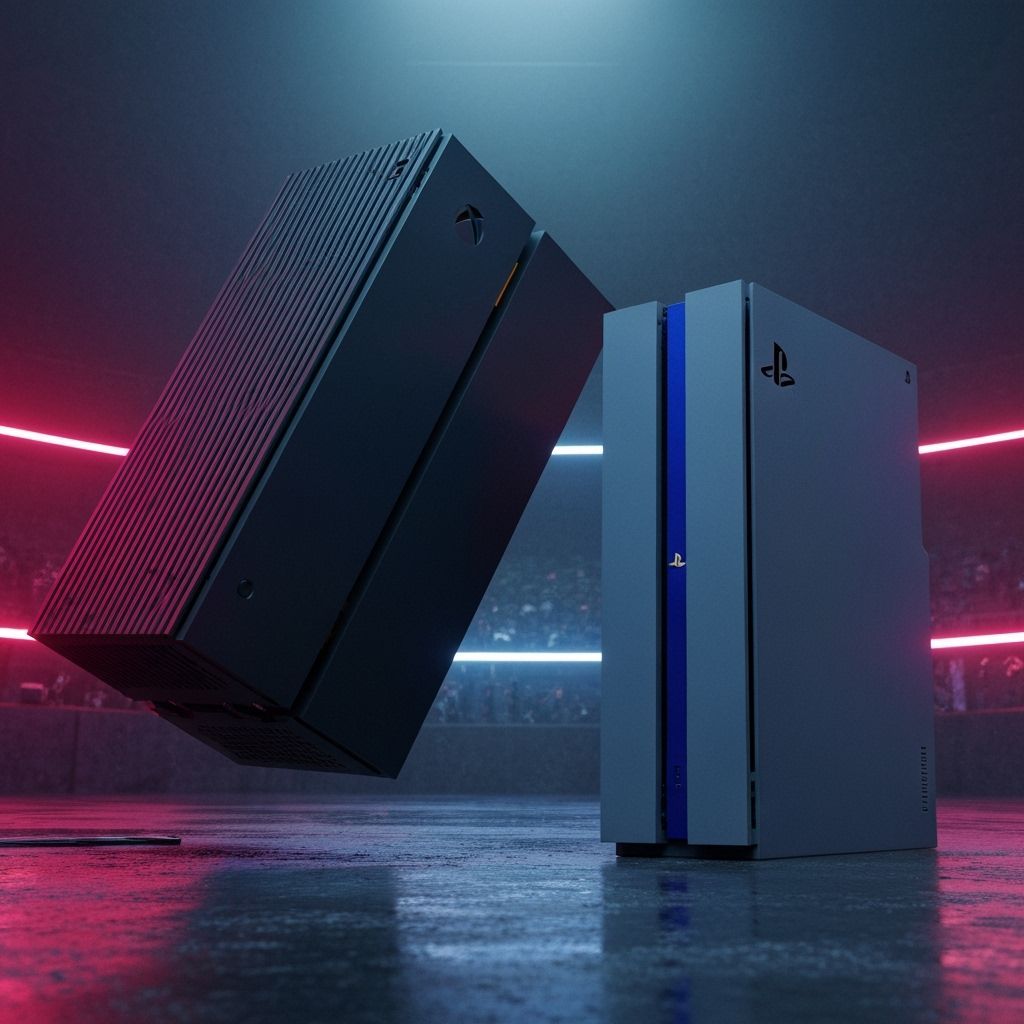 Xbox vs Playstation in Neon-Lit Arena