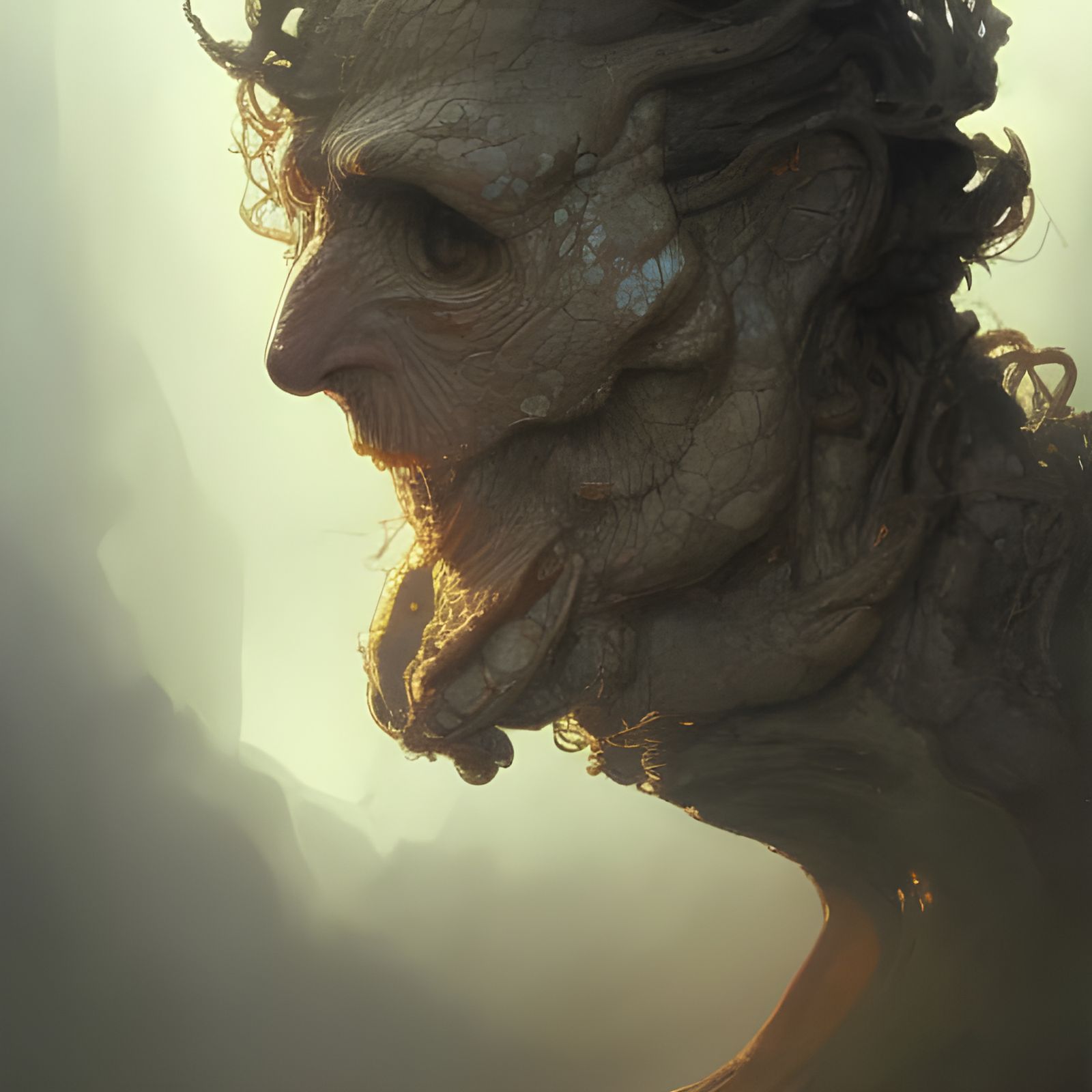 Horror Portrait of Snake-Headed Human in Hyperdetailed Style