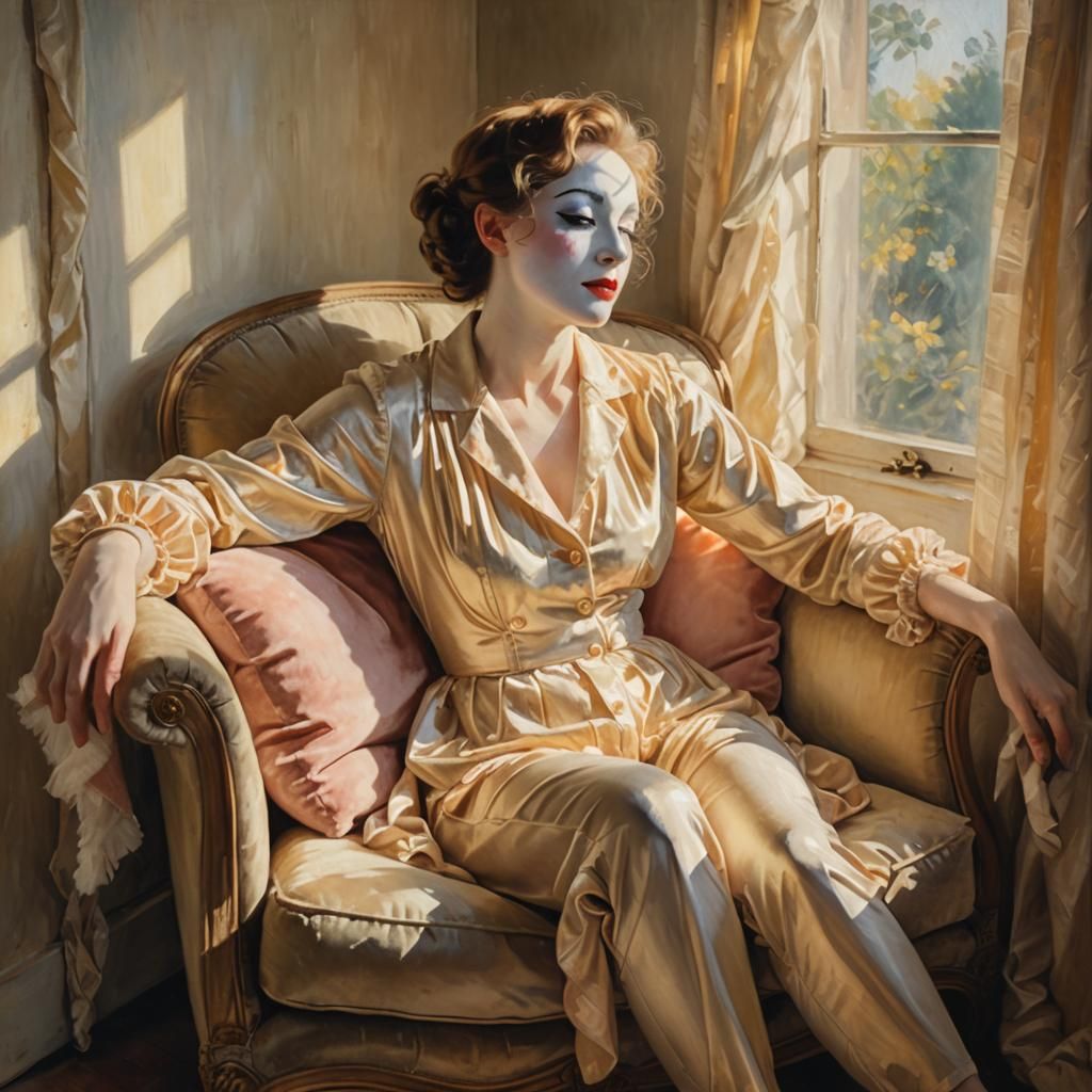 Mime Lady in Impressionist Style Sunlight